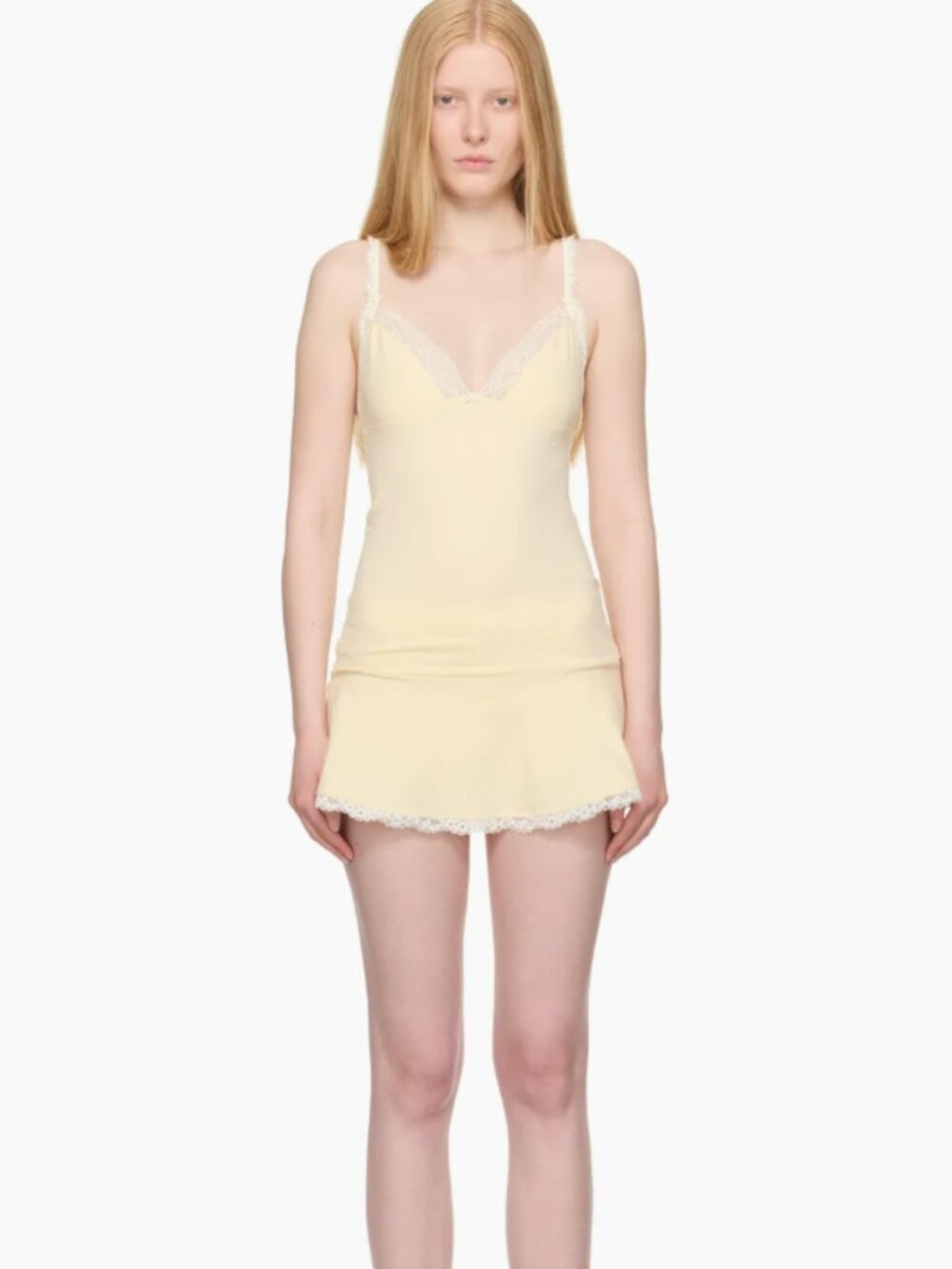 The SKIMS Cotton Jersey Lace Slip Dress in Butter Yellow